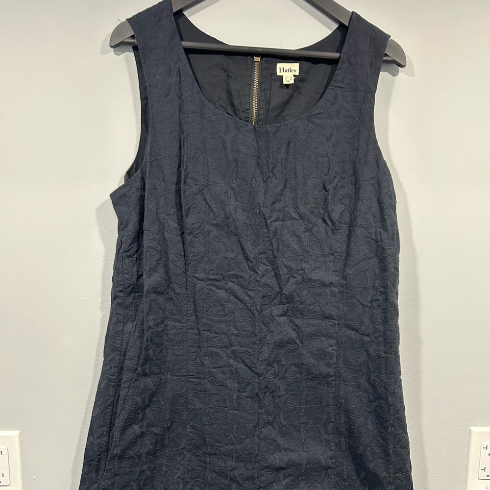 Hatley size 14 black shift dress butterfly embroidery sleeveless zip back‎